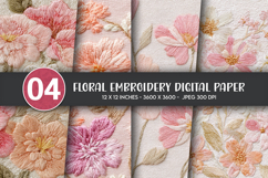 Floral Embroidery Digital Paper Product Image 1