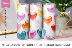 3d Crystal Heart Tumbler Design, Valentine's Day Sublimation Product Image 1