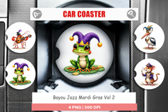 Bayou Jazz Mardi Gras Car Coaster Product Image 1