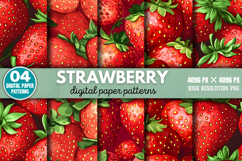 Strawberry Digital Paper Background Bundle PNG Product Image 2