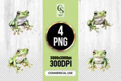 Cute Green Tree Frog Watercolor Clipart Sublimation PNG Product Image 1