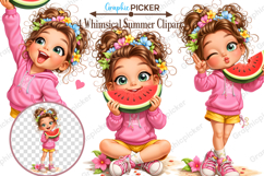 Whimsical Summer Girl Clipart, Cute Beach Girls PNG, Summer Product Image 2