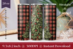 Christmas Tumbler Wrap, Buffalo Plaid Christmas Tree Tumbler Product Image 1