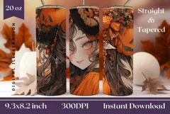 Kawaii Halloween Girl Sublimation, Halloween Tumbler Wrap Product Image 1