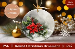 Watercolor Christmas Poinsettia Ornament, Christmas Ornament Product Image 1
