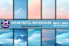 Ocean Pastel Watercolor Background PNG Product Image 1