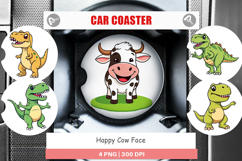 Car Coaster Happy Cow Face Product Image 1