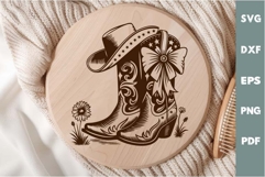 Cowgirl Boots laser SVG PNG| Western Boots and Hat Product Image 1