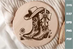 Cowgirl Boots laser SVG PNG| Western Boots and Hat Product Image 1