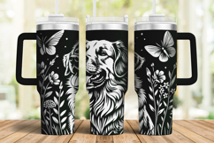 40oz Tumbler laser svg|Retriever Dog Among Flowers design Product Image 1
