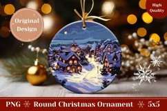 Cartoon Village Ornament Design, Cozy Winter Night Ornament Product Image 1