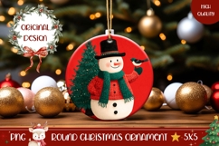 Cartoon Christmas Ornament PNG, Snowman Round Ornament Product Image 1