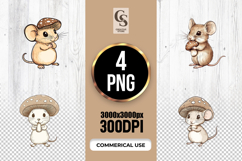 Cute Mouse With Mushroom Clipart Sublimation PNG Product Image 1