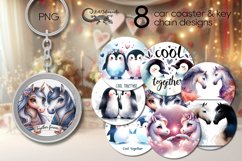 Valentine animals | horse &amp; penguin Car coaster &amp; key chain Product Image 1