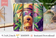Summer Tumbler Wrap, Funny Dog With Sunglasses Tumbler PNG Product Image 1