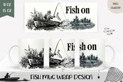 Fish On Mug Design, Fishing Mug, Fisherman Mug Wrap Product Image 1