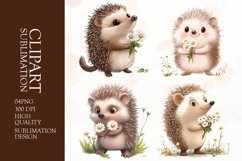 Cartoon hedgehog clipart sublimation png Product Image 1