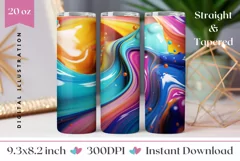Liquid Paint Tumbler Wrap, Fluid Art Tumbler 3D Design Product Image 1