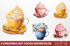 Christmas Hot Cocoa Watercolor Clipart PNG Product Image 1