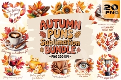 Falling for Puns Cozy Autumn Wordplay PNG Pack Product Image 1