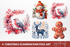 Christmas Scandinavian Folk Art Sublimation Clipart Product Image 1