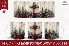 Christmas Cross Mug Wrap Design, Christian Mug Template Product Image 1