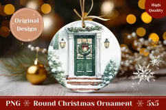 Watercolor Christmas Door Ornament, Winter Ornament Design Product Image 1