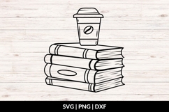 Hand Drawn Stack Of Books And Coffee SVG Product Image 1