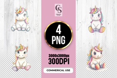 Cute Baby Unicorn Pastel Clipart Sublimation PNG Product Image 1