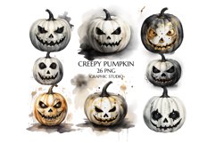 Halloween Pumpkin Clipart, Creepy Halloween Clipart Product Image 1