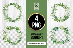 Tropical Green Leaf Wreath Clipart PNG Product Image 1