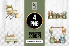 Camping Adventure Watercolor Clipart Sublimation PNG Product Image 1
