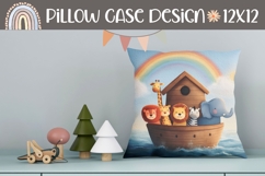 Watercolor Rainbow Pillow Design, Baby Animals Pillow Case Product Image 1