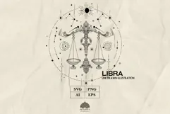 Libra Zodiac sign line drawing Svg Png Eps Product Image 1