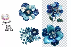 Sequin Flowers, Ephemera, PNG, watercolor, Clipart Product Image 1