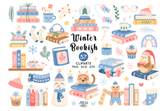 Winter Books Clipart, Christmas Bookish Png, Book Lover Svg Product Image 1