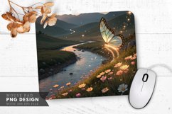 Whimsical Dreamscape Glowing Butterfly Amidst Mouse Pad PNG Product Image 1