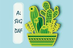 Cactus 3D Multilayer SVG/ Cactus 3D mandala/ Cactus paper cu Product Image 1