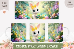 Colorful Easter Bunny Mug Design, Cartoon Easter Mug Wrap Product Image 1