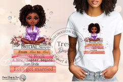 Bride afro american Chibi PNG Bridal Shower stack of Books Product Image 3