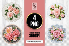 Pink Rose Clipart Sublimation PNG Product Image 1