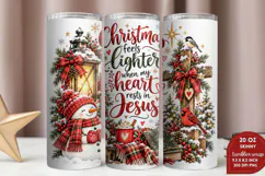 Christmas Feels Lighter Jesus PNG, Christian Snowman Christm Product Image 2