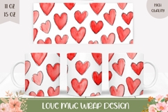Love Hearts Mug Design, Valentines Day Mug Template Product Image 1