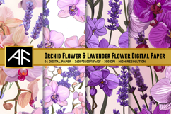 Orchid &amp; Lavender Flower Digital Paper | Flower Pattern Product Image 1