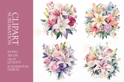 Spring flower bouquet watercolor clipart PNG Product Image 1