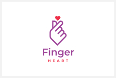 Monoline Finger Heart Gesture Logo Design Vector Product Image 1