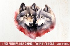 Valentines Day Animal Couple Clipart, Valentine Couple Product Image 1