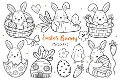 Easter Bunny Clipart Set PNG SVG Product Image 1