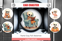 Car Coaster Pastel Fall Skeletons Product Image 1