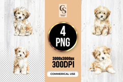 Cute Fluffy Puppy Watercolor Clipart Sublimation PNG Product Image 1